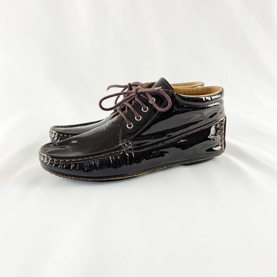 90's Charles Jourdan Patent Leather Lace Up Ankle