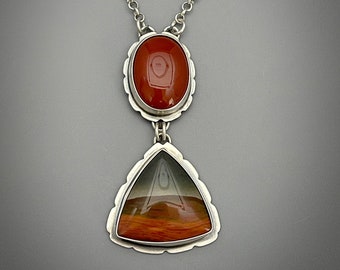 Polychrome Jasper Necklace, Carnelian Necklace, Sterling Silver Jewelry, Quote Jewelry, Multi Stone Pendant, Special Gift
