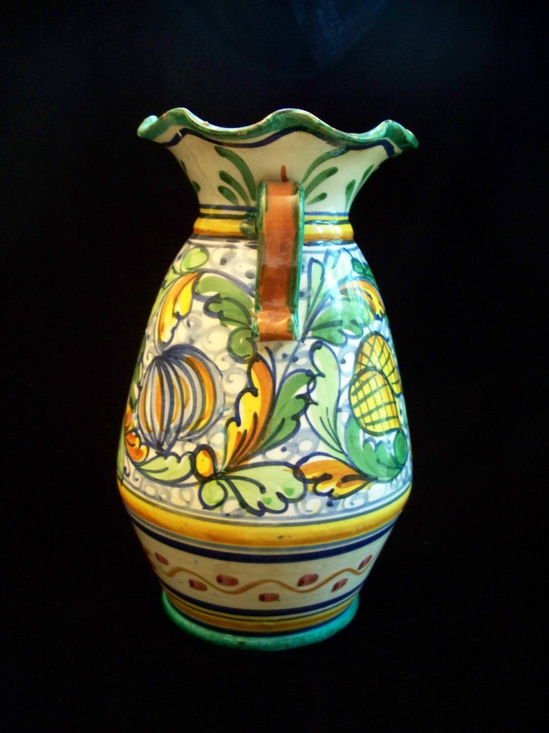 Vintage Italian Pottery Vase with Handles Hand Painted Etsy
