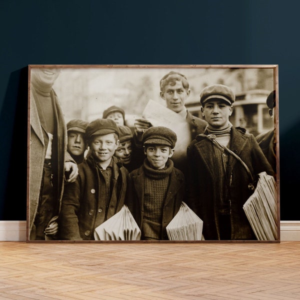 Vintage New York Photo • Newsboy photo • Newspaper Seller • Buffalo City • Urban USA Print