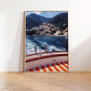 Poster di Positano • Stampa della Costiera Amalfitana • Italia meridionale • Arte murale di Napoli • Foto marittima