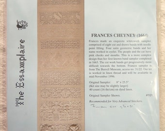 The Essamplaire Frances Cheyney (1664) Kit whitework sampler destash embroidery reproduction band sampler