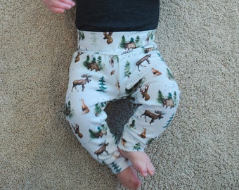 Deer Leggings,Leggings,Girl Leggings,boy leggings,baby pants,baby leggings, Toddler,bears,trees,woodland,mountain,forest,fox,forest friends