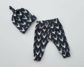 Baby DeerBuck Harem Pant and Hat Headband Set