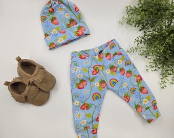 Strawberry & Rainbow Newborn Set, headband, hat, newborn set