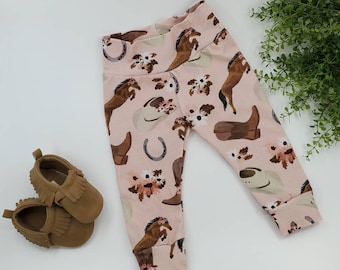 Cowgirl Leggings,Girl Leggings, boy leggings,baby pants,baby leggings,Toddler leggings, horse, horses, horse pants,horse shoes,boots,cowgirl