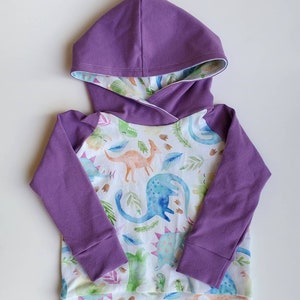 Dino hoodie, crossover hoodie, purple dino hoodie, dinosaur hoodie, toddler hoodie, baby hoodie, dino, hoodie