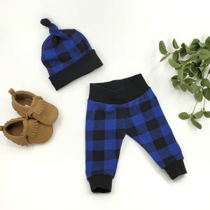 Blue Buffalo Plaid Newborn Set, Newborn Leggings, Going home Outfit, Leggings, buffalo plaid, baby pants, baby leggings,Newborn,blue plaid