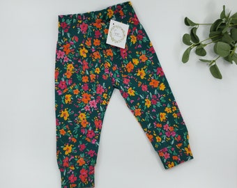 Vivid Floral Leggings, Leggings, Girl Leggings, baby pants, baby leggings, Toddler leggings, green floral,bright floral,pink floral, floral