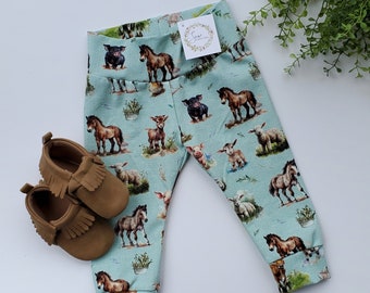 Baby Farm Leggings,Leggings,Boy Leggings,baby pants,baby leggings,Toddler leggings,toddler pants,baby farm,farm,cow,horse,chicken,pig