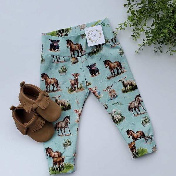 Baby Farm Leggings,Leggings,Boy Leggings,baby pants,baby leggings,Toddler leggings,toddler pants,baby farm,farm,cow,horse,chicken,pig