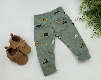 Sage Cars Leggings,Boy Leggings,Girl Leggings,baby pants,baby leggings,Toddler leggings,toddler pants,planes,cars,trucks,tractors,dogs