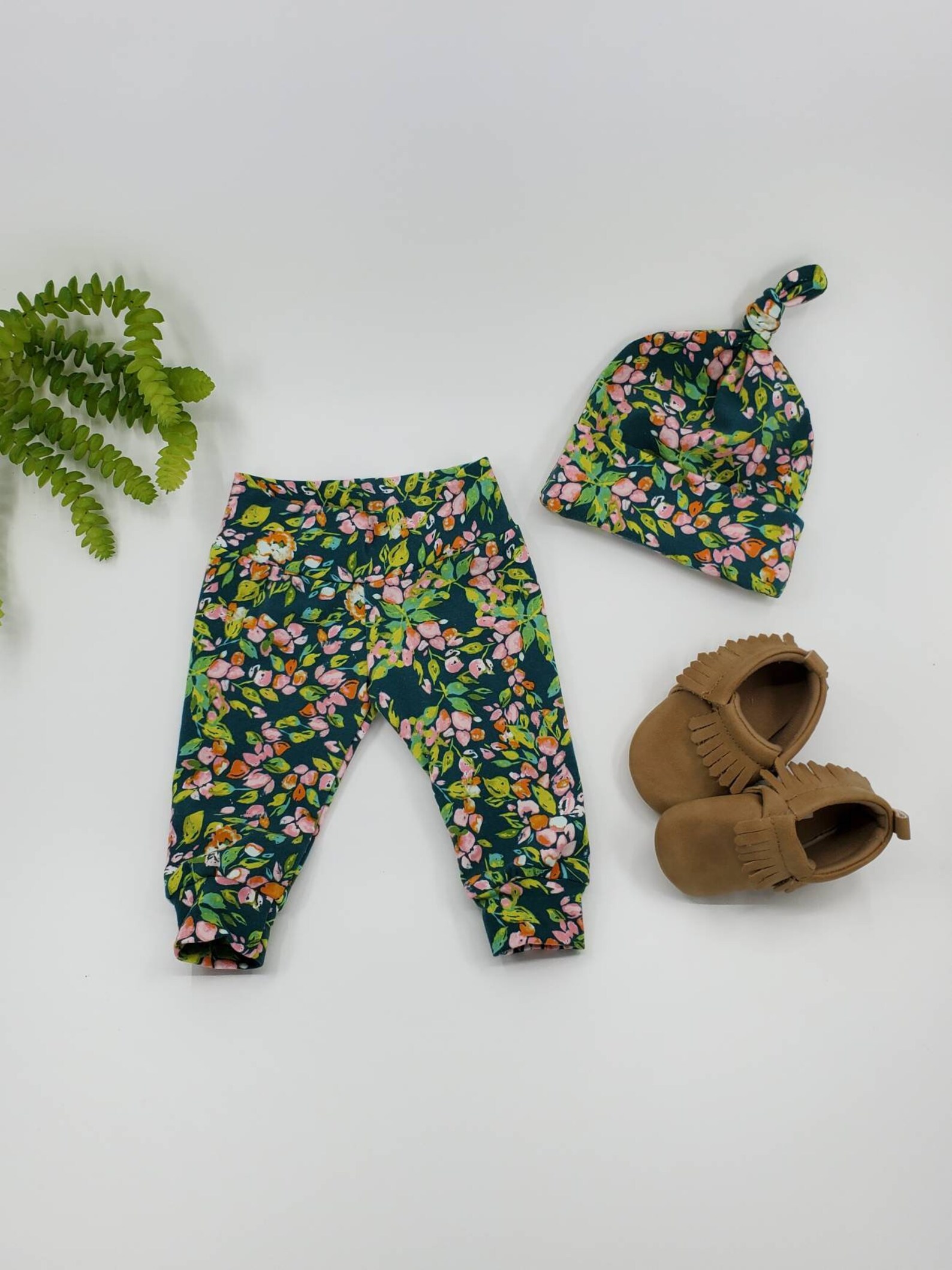 Green Floral Newborn Set Newborn Leggings Going Home Outfit Etsy