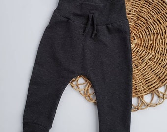Charcoal Gray Baby Joggers: Soft Cotton French Terry Knit Baby and Toddler Pants