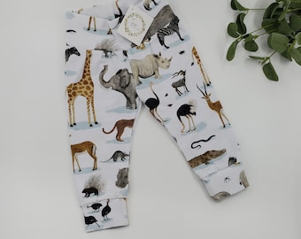 Safari Leggings,Leggings,Girl Leggings,baby pants,baby leggings,Toddler leggings,safari,wild animals,elephant,giraffe,rino,alligator,wild