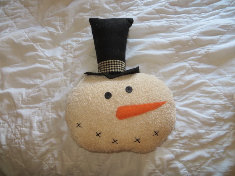 Primitive Snowman Head with Hat Pillow Etsy