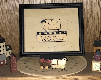 Primitive Embroidered Wool Sign