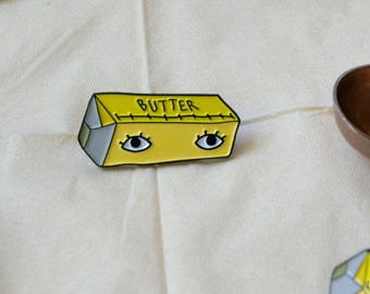 Stick of Butter with Eyes 1" Enamel Pin - Goldenbeets Baker Cooking Ingredients Decadent Food Lapel Pin