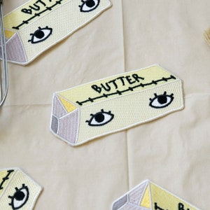 Stick of Butter with Eyes 4 Iron On Patch Goldenbeets Butter Margarine Baking Cooking Ingredients Patch image 1