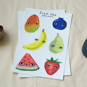 Fruit Club Sticker Sheet Goldenbeets 4x6 Vinyl Waterproof Sticker Set Fresh Food Vegan Vegetarian image 1