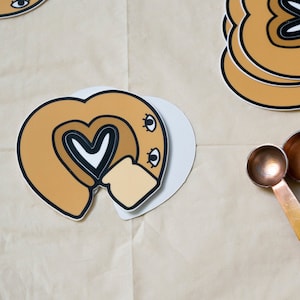 Loaf of Bread Heart with Eyes Sticker Waterproof 3x2.75 Vinyl Food Valentine Love Bakery Decal Sticker image 1