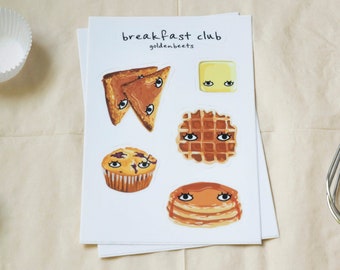 Breakfast Club Sticker Sheet - Goldenbeets 4"x6" Vinyl Waterproof Sticker Set Brunch Bakery Food Stickers