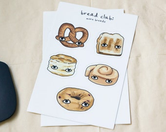 Bread Club Sticker Sheet: More Breads - Goldenbeets 4"x6" Vinyl Waterproof French Bakery Food Sticker Set