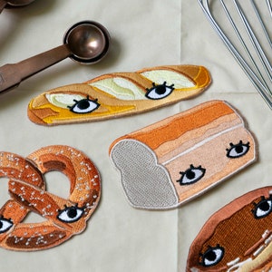 Pretzel with Eyes 3 Iron On Patch Bread Club New York Street Food Bakery Patch image 2