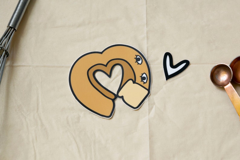 Loaf of Bread Heart with Eyes Sticker Waterproof 3x2.75 Vinyl Food Valentine Love Bakery Decal Sticker image 2