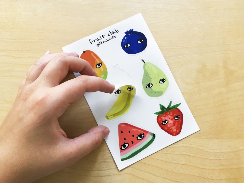 Fruit Club Sticker Sheet Goldenbeets 4x6 Vinyl Waterproof Sticker Set Fresh Food Vegan Vegetarian image 2