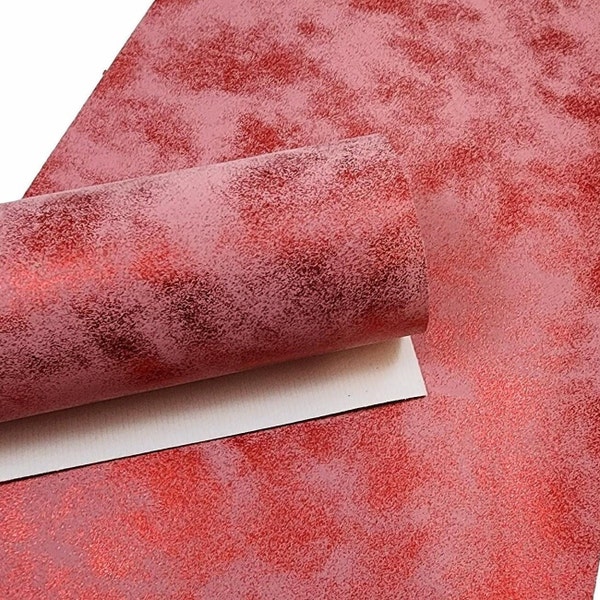 Faux Leather Sheets . Frosted Red Pearl . Metallic Faux Leather A4