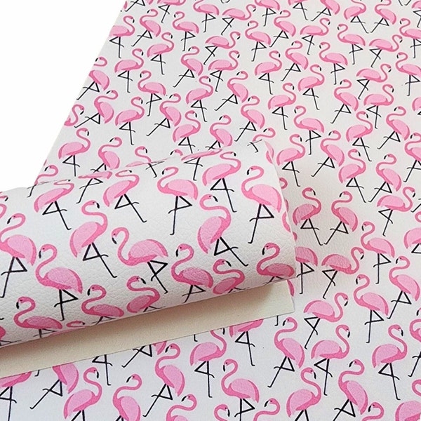 Faux Leather Sheets . Pretty Pink Flamingo . Printed Synthetic Leather A4