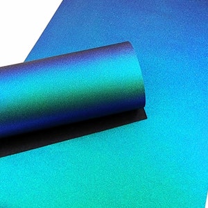 Iridescent Pearl Faux Leather Sheets . Blue Green . Smooth Synthetic Leather A4