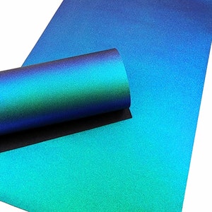 Iridescent Pearl Faux Leather Sheets . Blue Green . Smooth Synthetic Leather A4