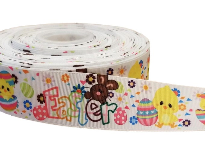 1.5 Inch 38 mm Printed Grosgrain Ribbon Bunny Ribbon 1.5 Easter RIBBON