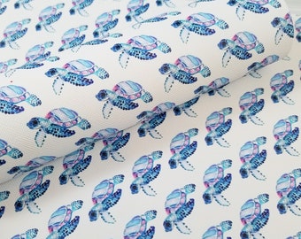 Sea Turtle Faux Leather DIY Craft Fabric Turtle Printed Faux Leather Sheets
