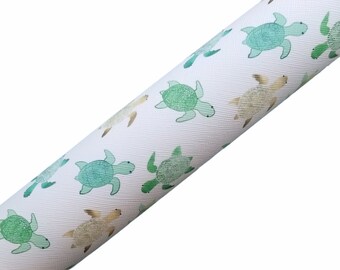 Sea Turtle Faux Leather DIY Craft Fabric Turtle Printed Faux Leather Sheets