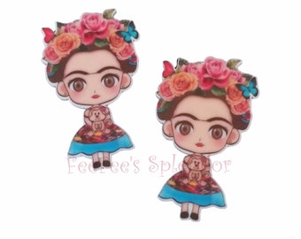 GROSGRAIN FRIDA KAHLO 3 INCH RIBBON FLAT BACK PLANAR RESINS FOR HAIR BOWS CRAFTS