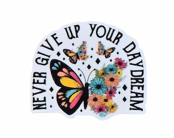 5 PCS Never Give Up Your Daydream Planar Resin Flatbacks for Badge Reels, Planner Clips