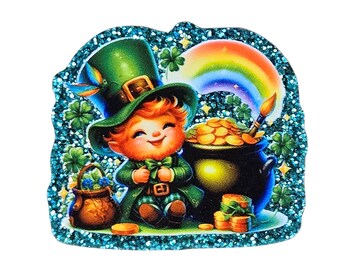 2 PCS End Of The Rainbow Glitter Acrylic Flatbacks for Jewelry Making, DIY Keychains
