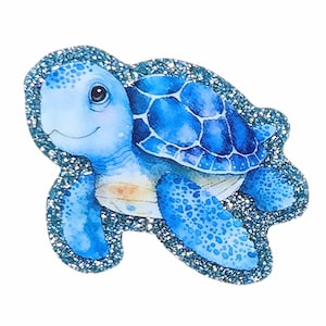 2 PCS Sea Turtles Glitter Acrylic Flatbacks for DIY Jewelry, Beach Bag Charms