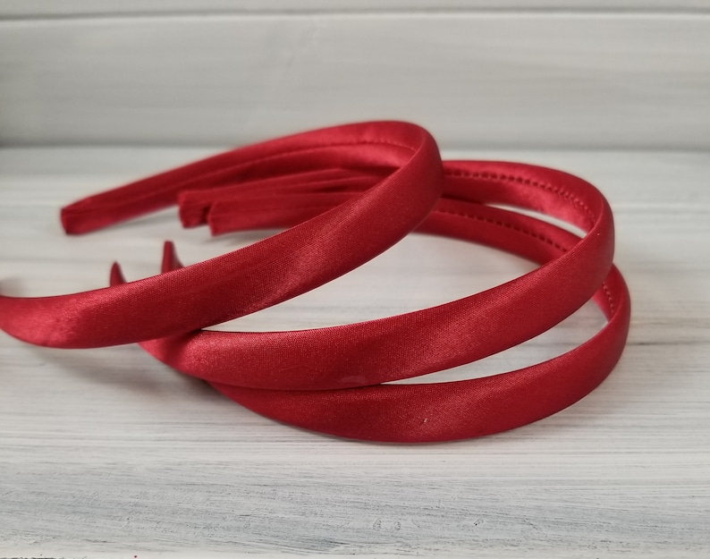 15 mm Thick Satin Headbands Crimson Red