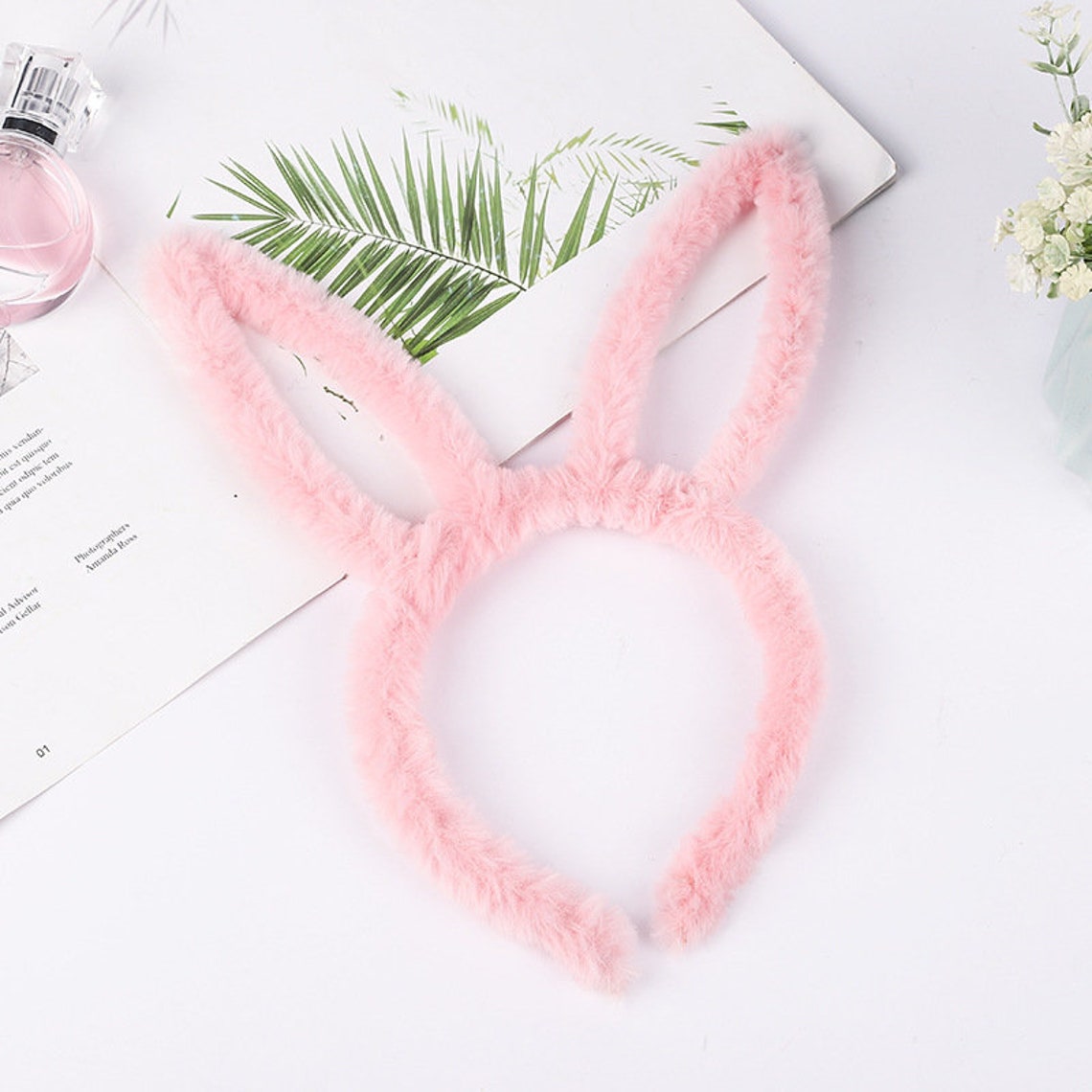 Fuzzy Bunny Ears Rabbit Ear Headband Pink or White | Etsy