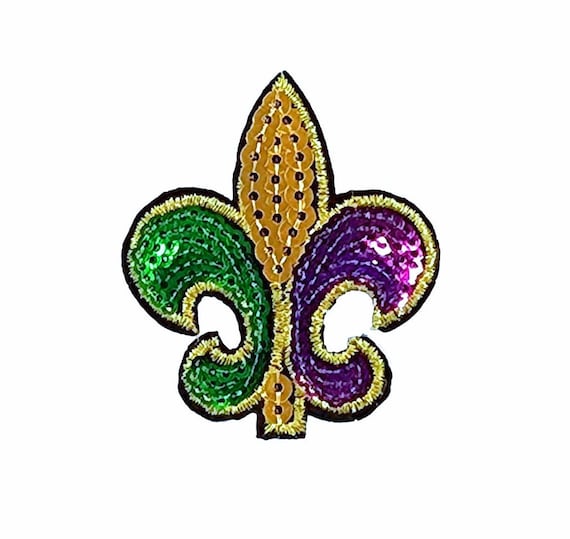 Sequin Applique . Mardi Gras . Fleur De Lis . Fat Tuesday . New