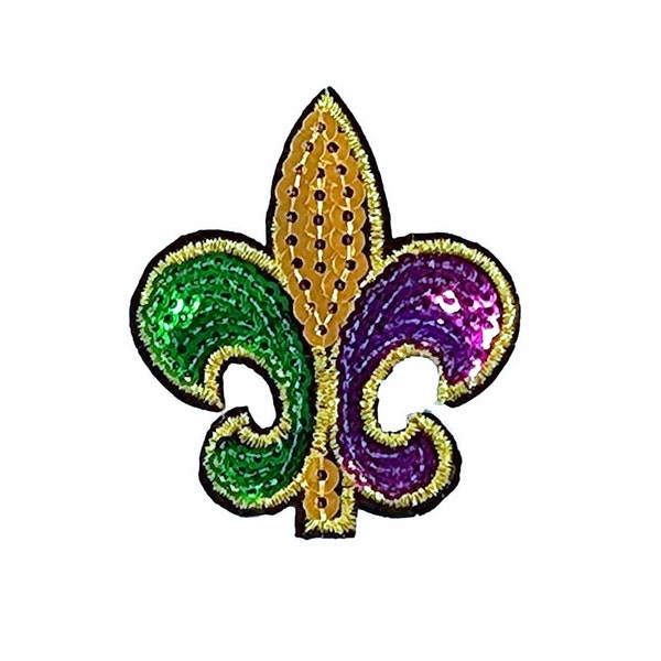 Sequin Applique . Mardi Gras . Fleur De Lis . Fat Tuesday . New Orleans Patch