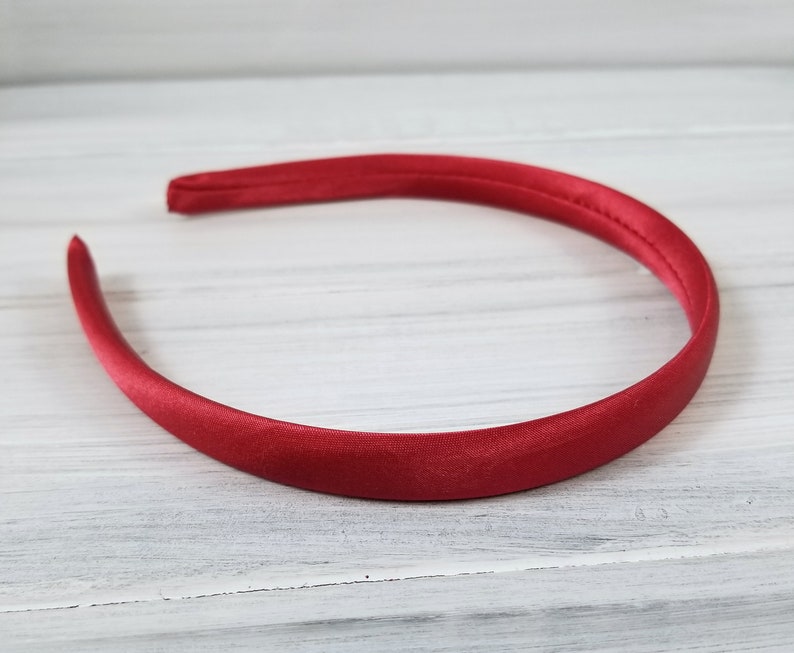 15 mm Thick Satin Headbands Crimson Red