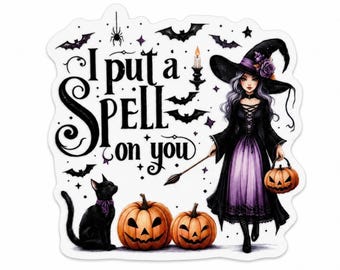 5 PIEZAS "I Put A Spell On You Witch" (Te he hechizado, bruja) de resina plana para centros de arcos, joyería