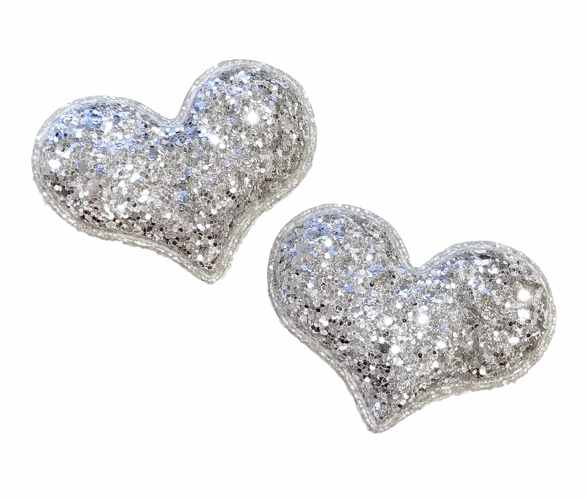 2.5 Silver Glitter Hearts Set of 5 Padded Heart Etsy