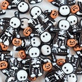 5 pcs Halloween Flatbacks . Resin Cabochon . Flat back . Charm . Bow Center . Skeleton . Trick or Treat