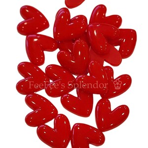 6 Red Heart Cabochons | Valentine Resin Flatbacks | Love Charms for Jewelry & Tumblers